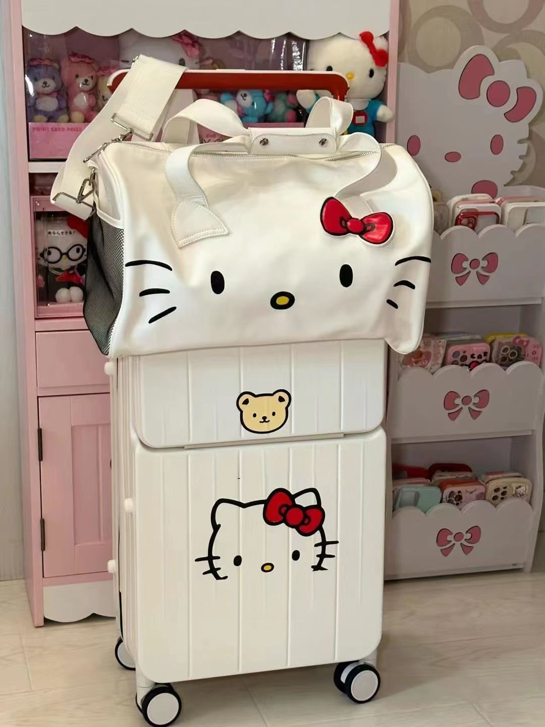 HelloKitty卡通可愛大包包單肩蝴蝶結凱蒂貓手提健身包斜挎旅行包