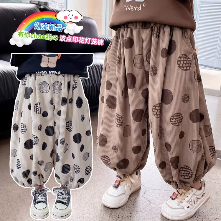 女童燈籠褲2023秋季新款兒童洋氣春秋款燈芯絨褲子女寶寶休閒褲潮