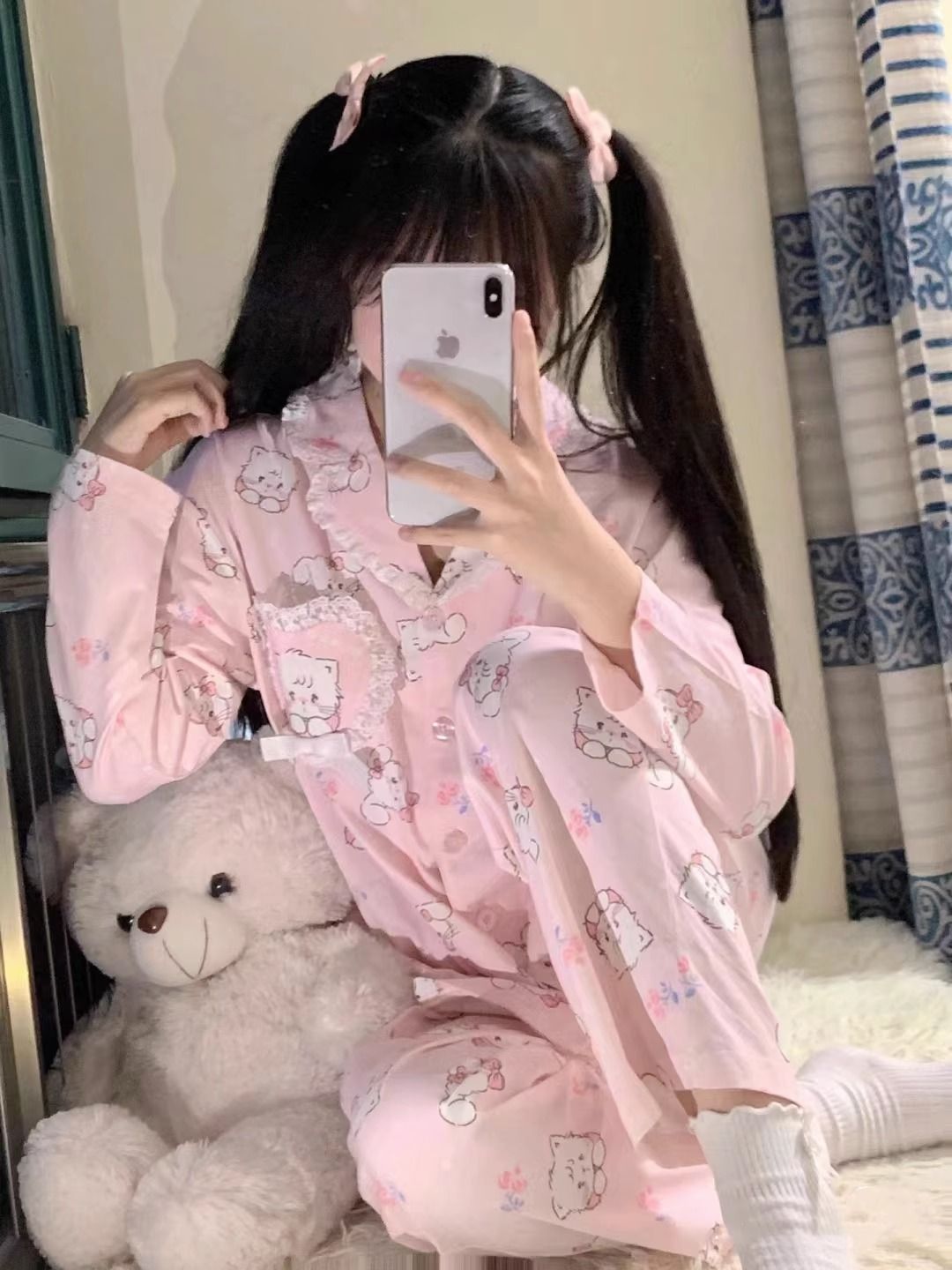 可愛mikko睡衣女春秋新款ins風甜美日系長袖學生秋季家居服兩件套