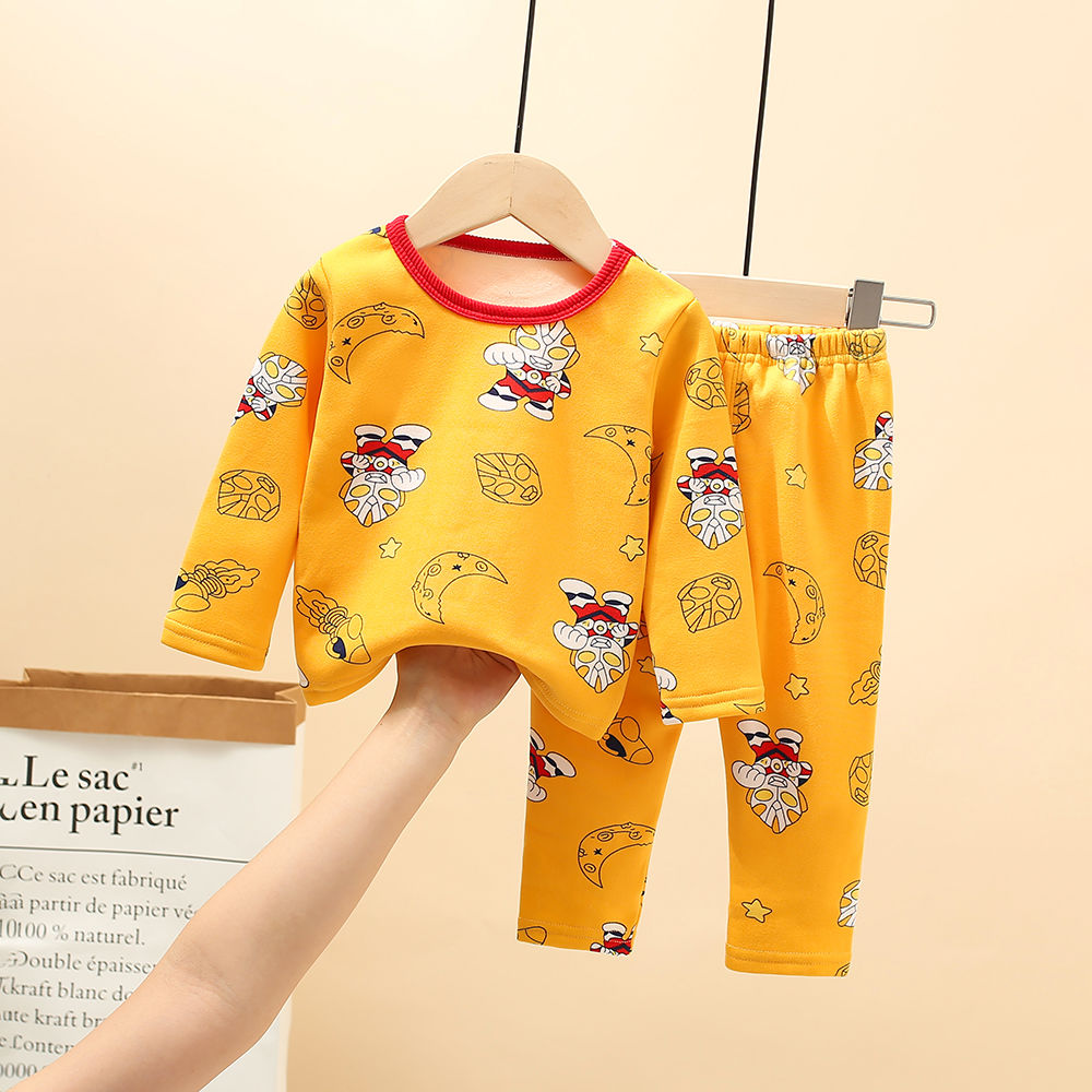 兒童秋衣秋褲加絨寶寶保暖衣套裝小童家居服女童衣服秋冬季兩件套