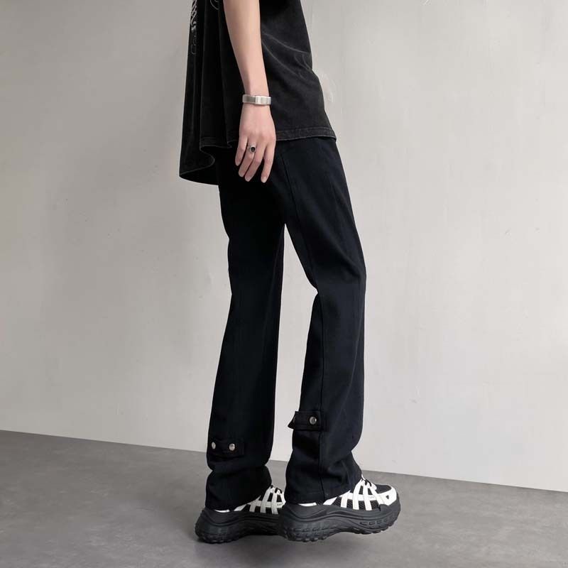 Weiße Jeans, bequeme Herren-High-Street-Hosen, trendige Micro-Flared-High-End-Hosen mit geradem Bein der amerikanischen Marke_voghion.com