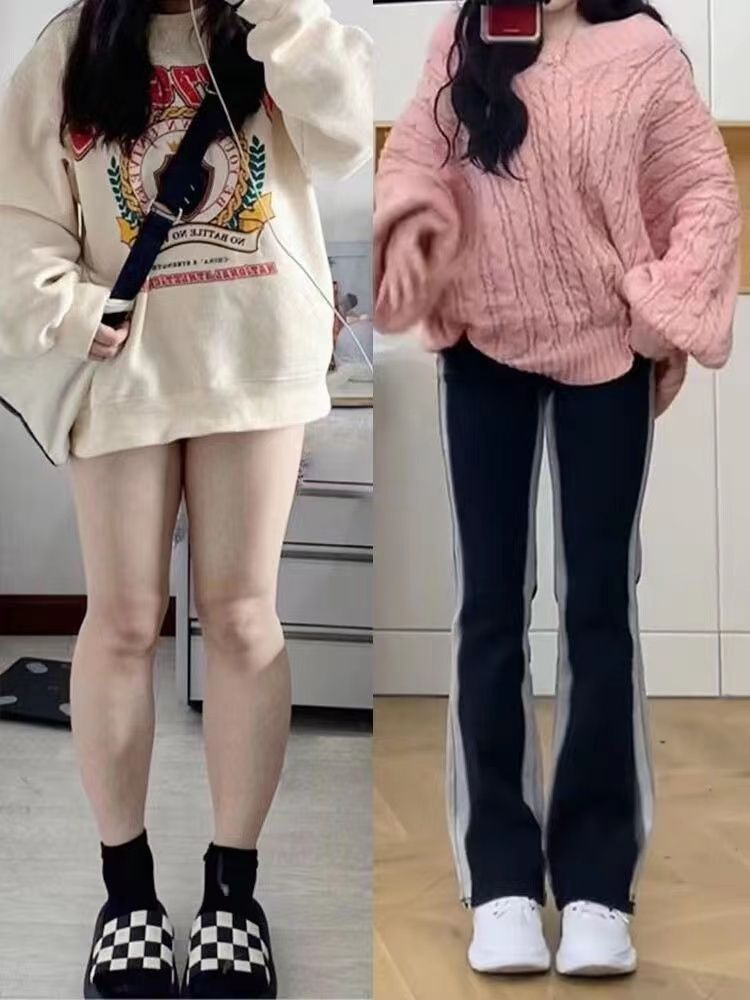 黑色秋冬季微喇叭牛仔褲女修身顯瘦拖地長褲百搭水洗彈力美式馬蹄