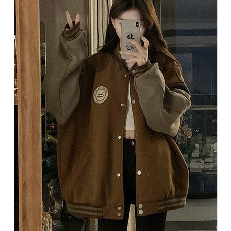 特大碼300斤美式復古棒球服女秋季新款胖mm寬鬆百搭設計感外套ins