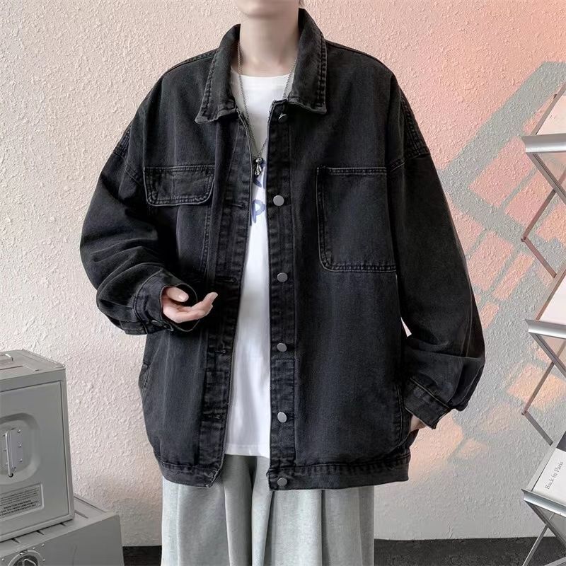 秋季韓版ins街頭復古牛仔外套百搭bf寬鬆休閒長袖夾克上衣男女潮