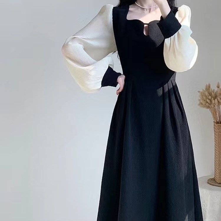 胖mm法式赫本泡泡袖連衣裙大碼女裝赫本風高級感氣質遮肉顯瘦長裙