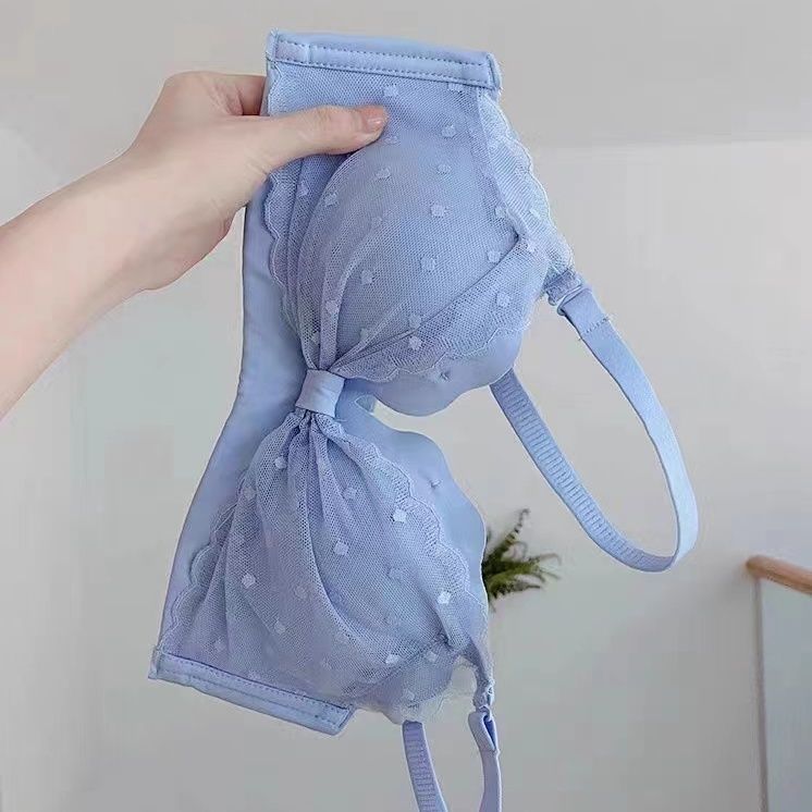 新款性感蕾絲小胸聚攏美背內衣女顯瘦無鋼圈收副乳上托無痕文胸罩