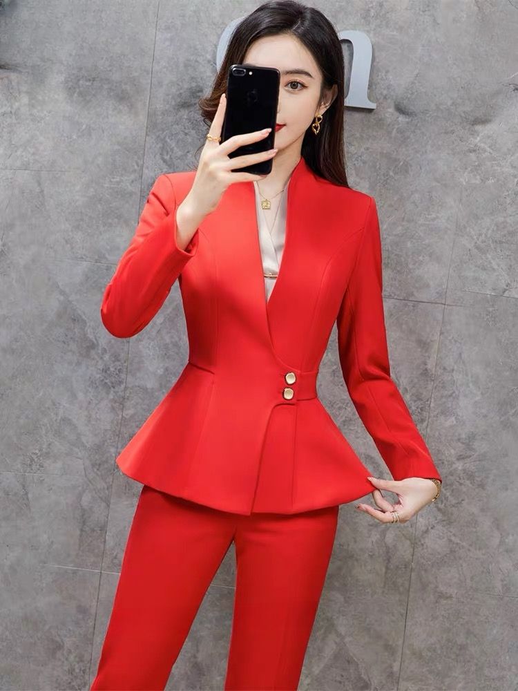 High-end professional attire suit for women interview formal suit work clothes temperament small hotel front desk reception work clothes