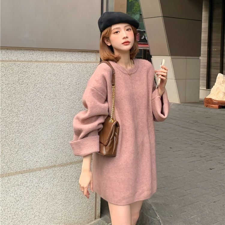 法式高級感氣質軟糯中長款毛衣女2023秋冬慵懶洋氣寬鬆顯瘦上衣潮