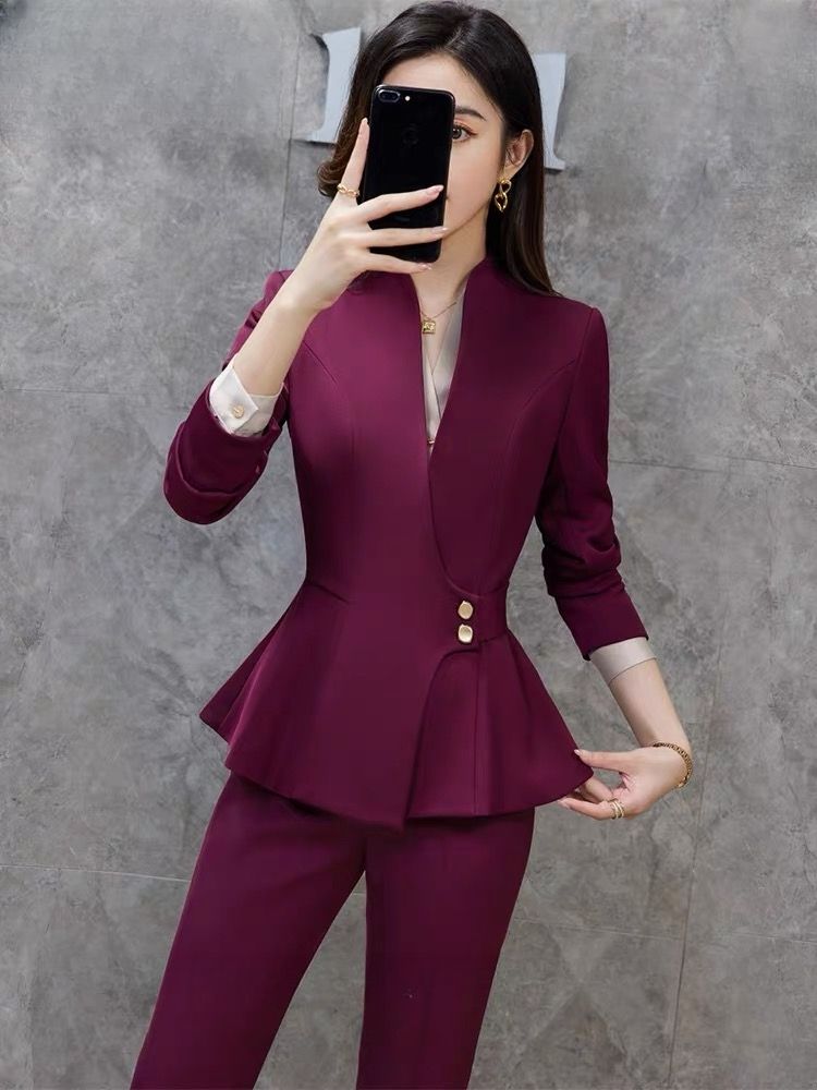 High-end professional attire suit for women interview formal suit work clothes temperament small hotel front desk reception work clothes