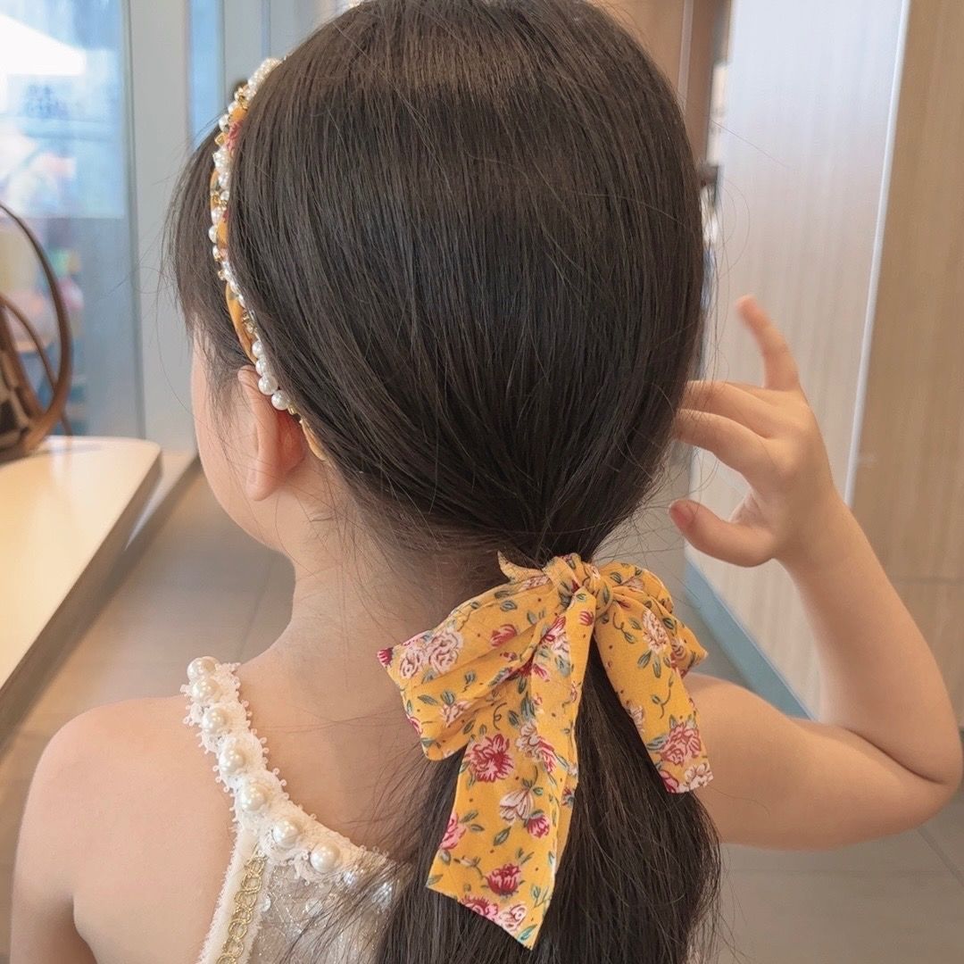  New Children's Braided Hairbands Retro Chain Hairbands Satin Fabric Hairbands Niche Design Streamer Fairy