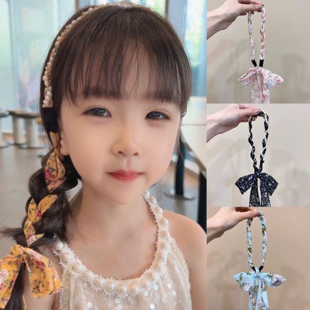  New Children's Braided Hairbands Retro Chain Hairbands Satin Fabric Hairbands Niche Design Streamer Fairy