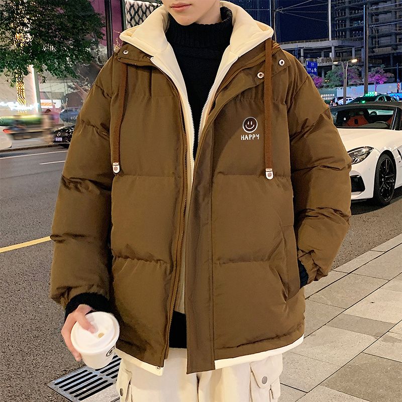 Cappotto di pane spesso di marca di moda autunnale e invernale in due pezzi finto da uomo con cappuccio caldo in piuma_voghion.com