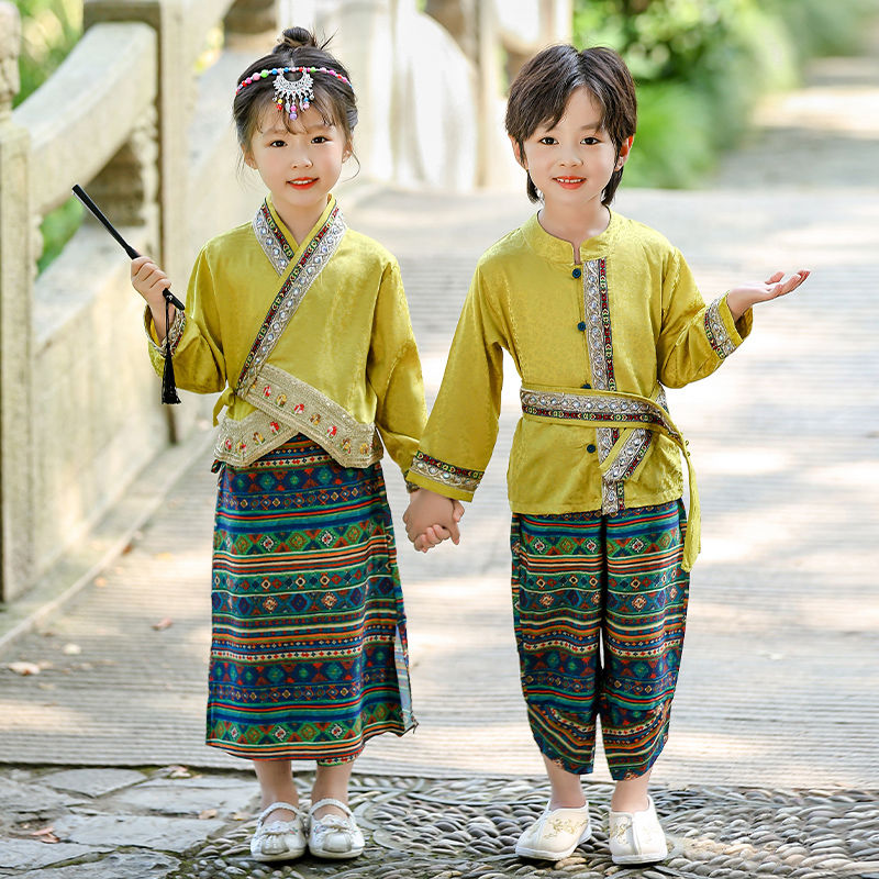 傣族服装儿童秋季新款少数民族异域风衣服男童女童改良汉服演出服