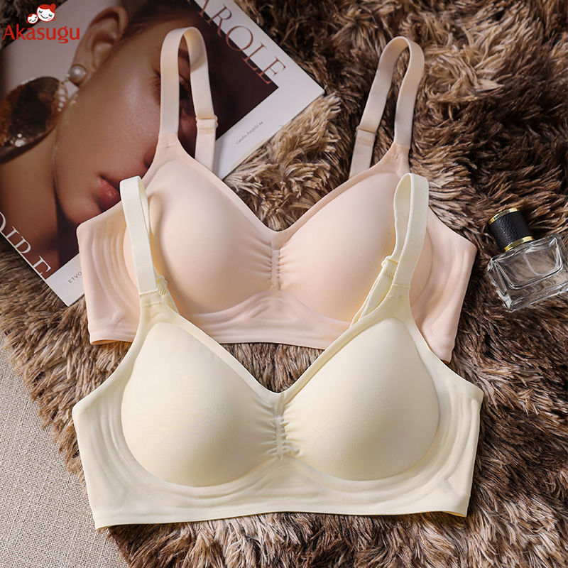 Akasugu Seamless Thin Underwear Women's Small Breast Gathering Anti-Sagging Breast Lifting Top-up Student Anti-Sagging Bra