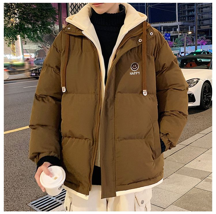 Cappotto di pane spesso di marca di moda autunnale e invernale in due pezzi finto da uomo con cappuccio caldo in piuma_voghion.com