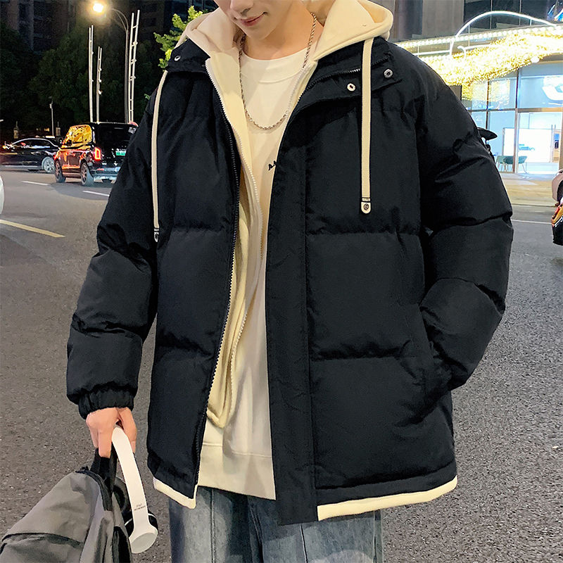 Cappotto di pane spesso di marca di moda autunnale e invernale in due pezzi finto da uomo con cappuccio caldo in piuma_voghion.com
