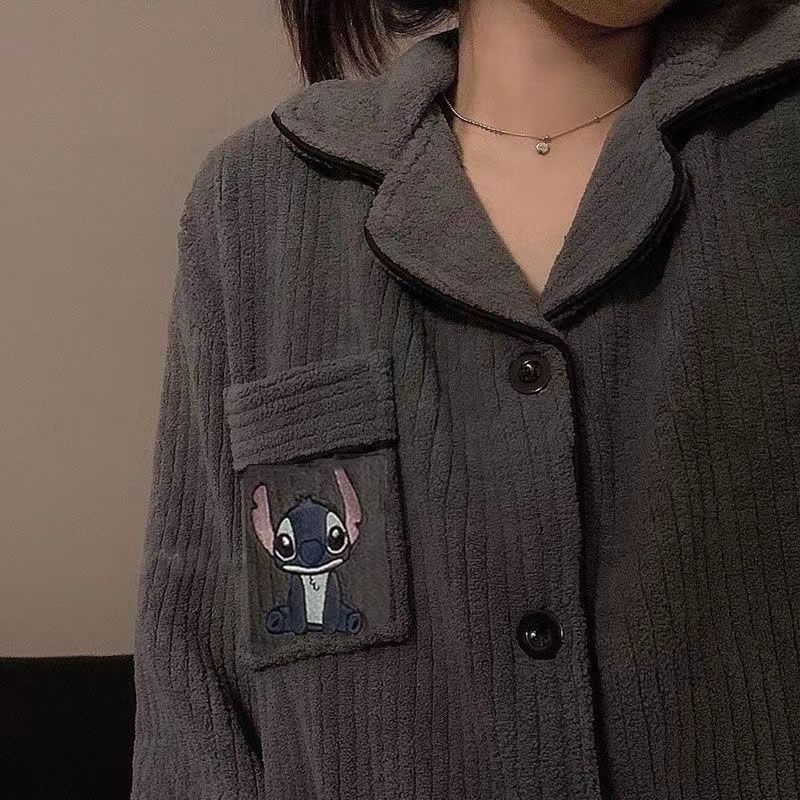 珊瑚絨睡衣女秋冬季加絨加厚長袖網紅卡通寬鬆女士家居服套裝冬天