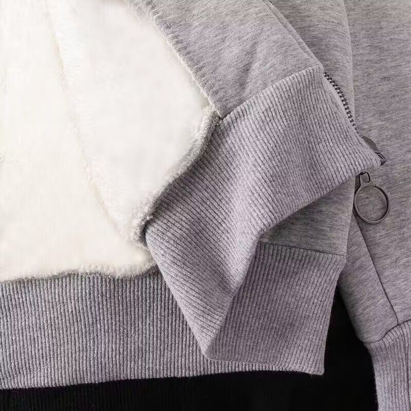 Autunno e inverno grande maglione solido cardigan da uomo e da donna con cerniera felpa con cappuccio peluche studente Top Sports edizione coreana_voghion.com