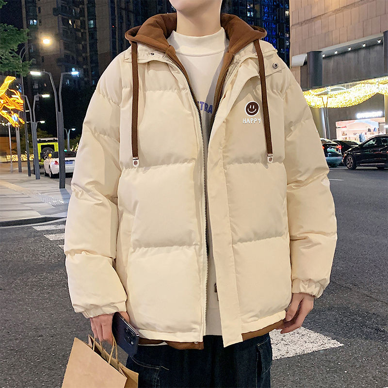 Cappotto di pane spesso di marca di moda autunnale e invernale in due pezzi finto da uomo con cappuccio caldo in piuma_voghion.com