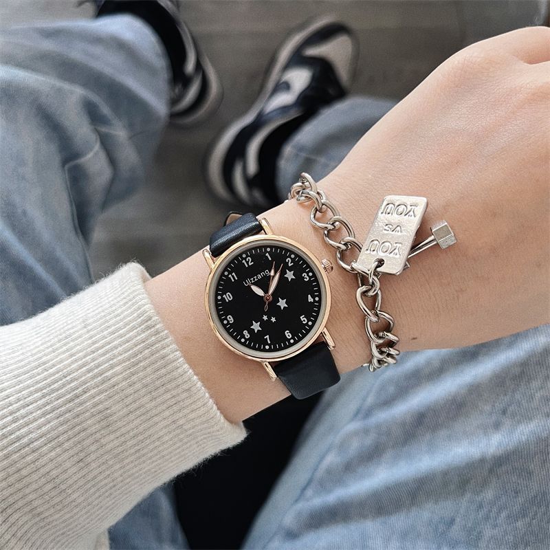 Black Starry Sky Watch Boys Girls, Ins College Style, Korean Version, Niche, Simple And Fashionable, Aesthetic Appeal,_voghion.com