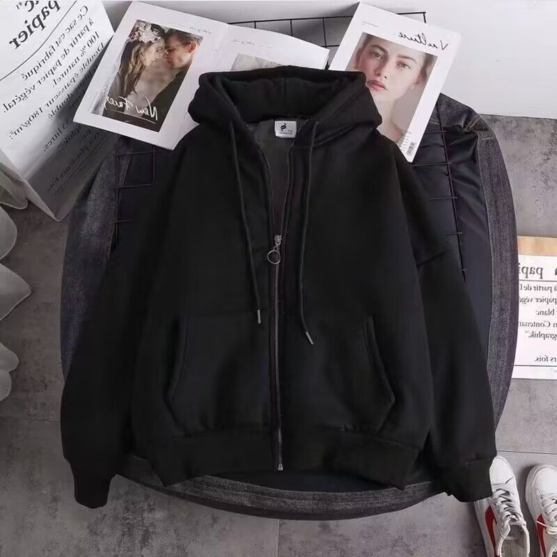 Autunno e inverno grande maglione solido cardigan da uomo e da donna con cerniera felpa con cappuccio peluche studente Top Sports edizione coreana_voghion.com
