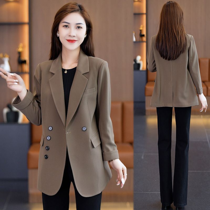 Khaki blazer women's spring and autumn design 2023 new popular autumn clothing Korean style loose casual suit