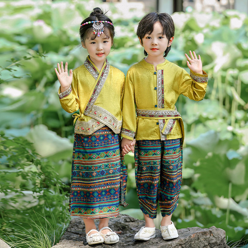 傣族服装儿童秋季新款少数民族异域风衣服男童女童改良汉服演出服