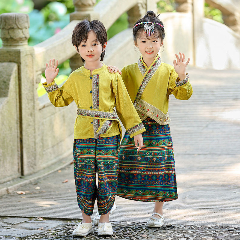 傣族服装儿童秋季新款少数民族异域风衣服男童女童改良汉服演出服