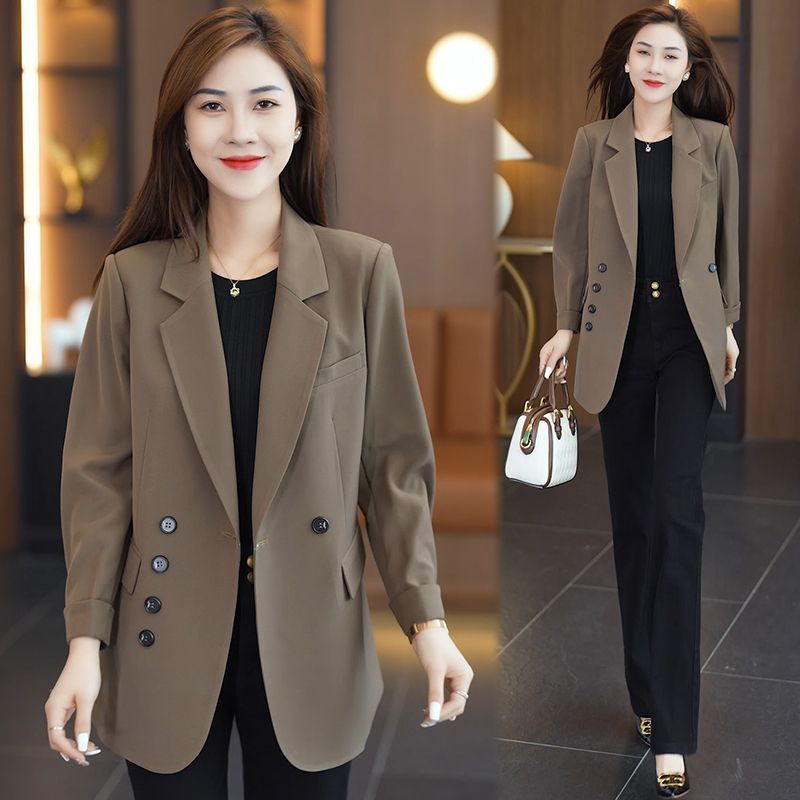 Khaki blazer women's spring and autumn design 2023 new popular autumn clothing Korean style loose casual suit