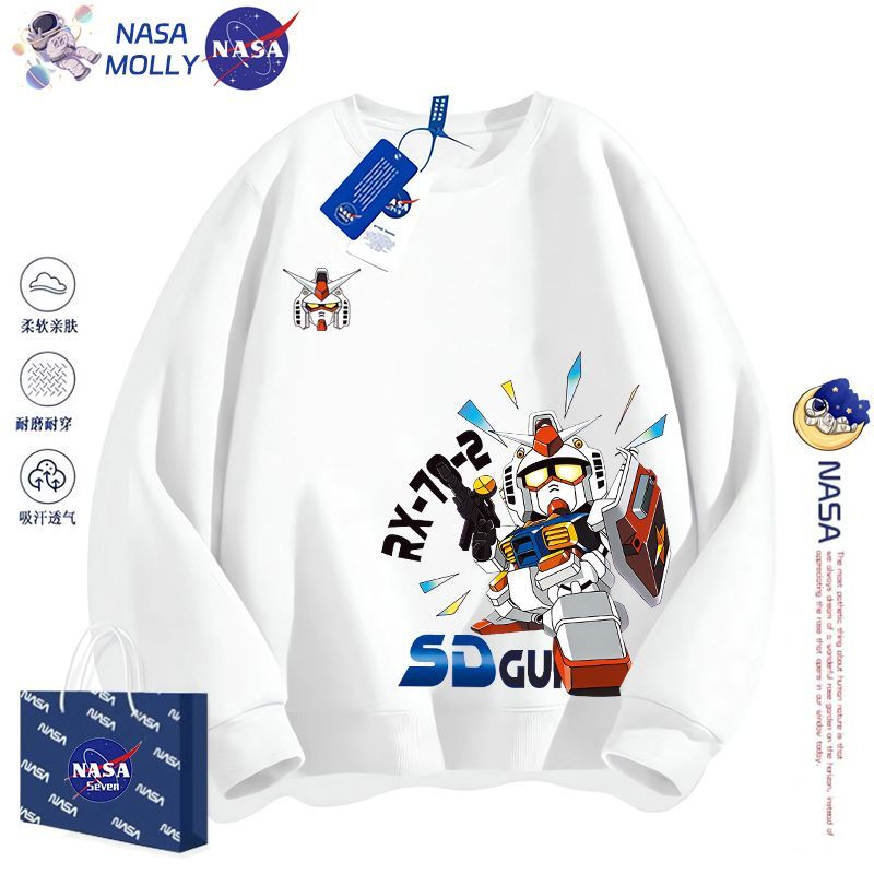 NASA聯名純棉衛衣男童秋冬季卡通高達長袖機甲戰士敢達上衣親子裝