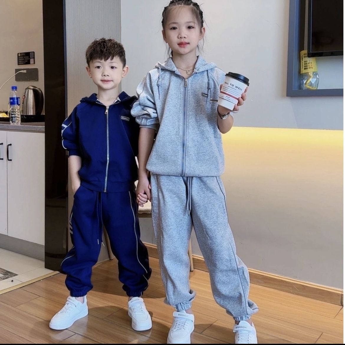 Autumn brother and sister clothing for boys and girls 2023 new children's style spring and autumn brother and sister clothing casual sports two-piece suit