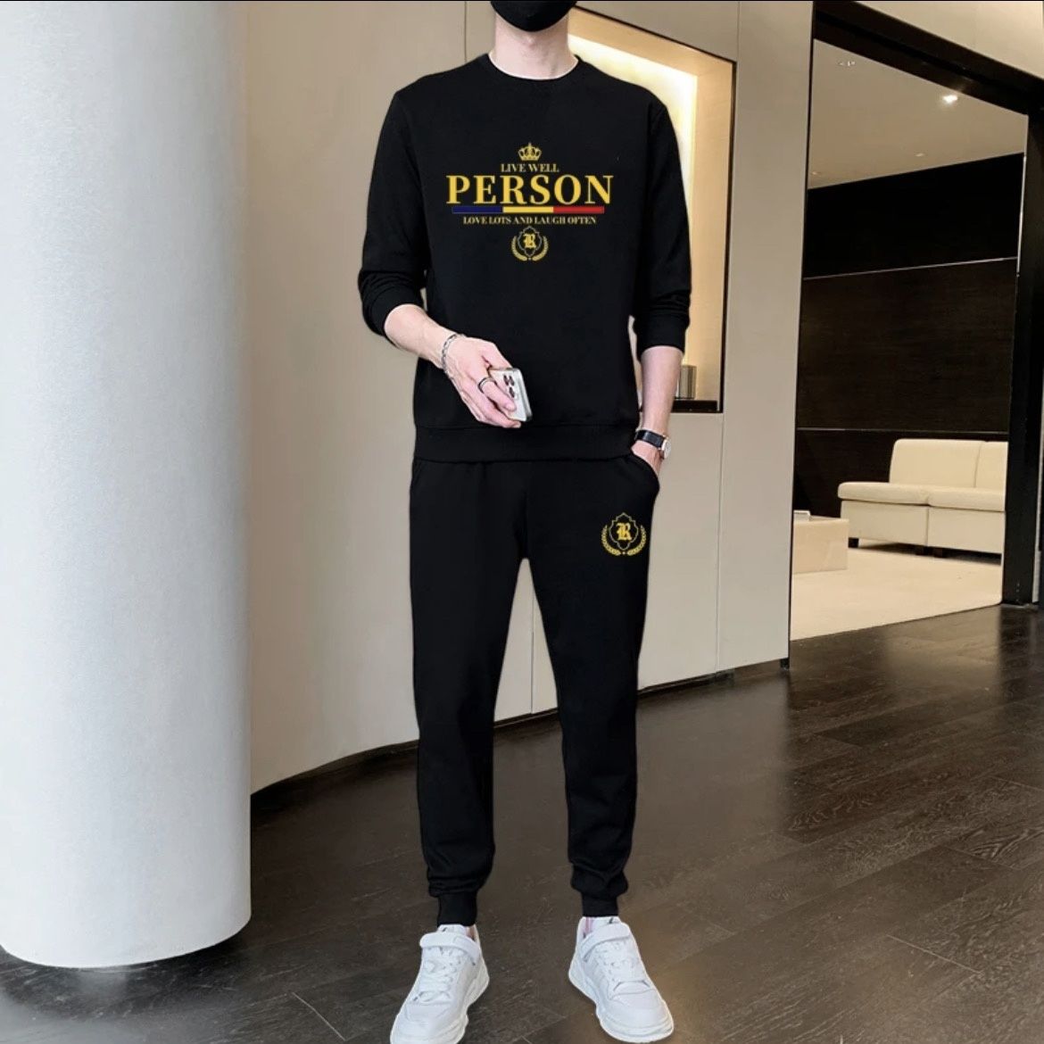 2023新款男士秋冬季套裝衛衣兩件套潮流時尚修身套裝顯瘦氣質