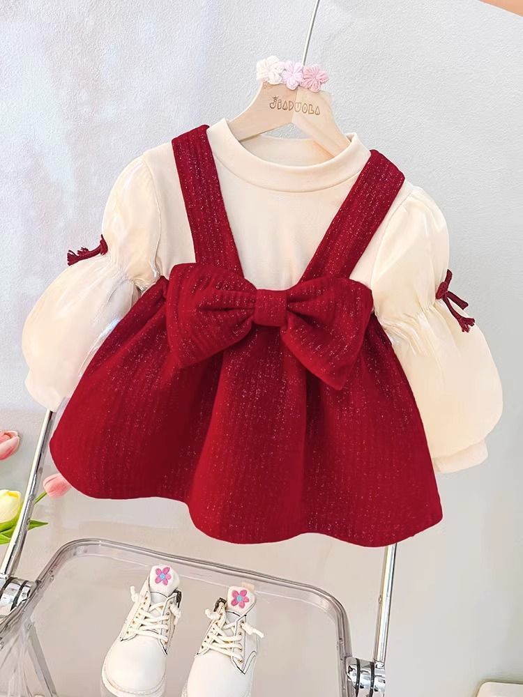 Girls Dress Autumn and Winter 2023 New Fashionable Autumn Style Little Girls Baby Children's Velvet Princess Dress