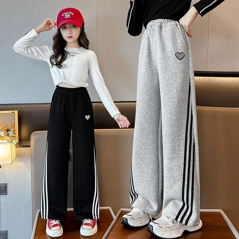女童闊腿褲春秋2023新款時尚中大童外穿運動衛褲寬鬆秋季兒童褲子