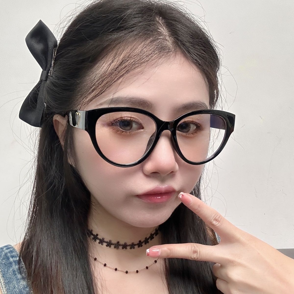 復古黑框貓眼愛心素顏神器鏡框歐美法式辣妹方圓臉顯瘦近視眼鏡女