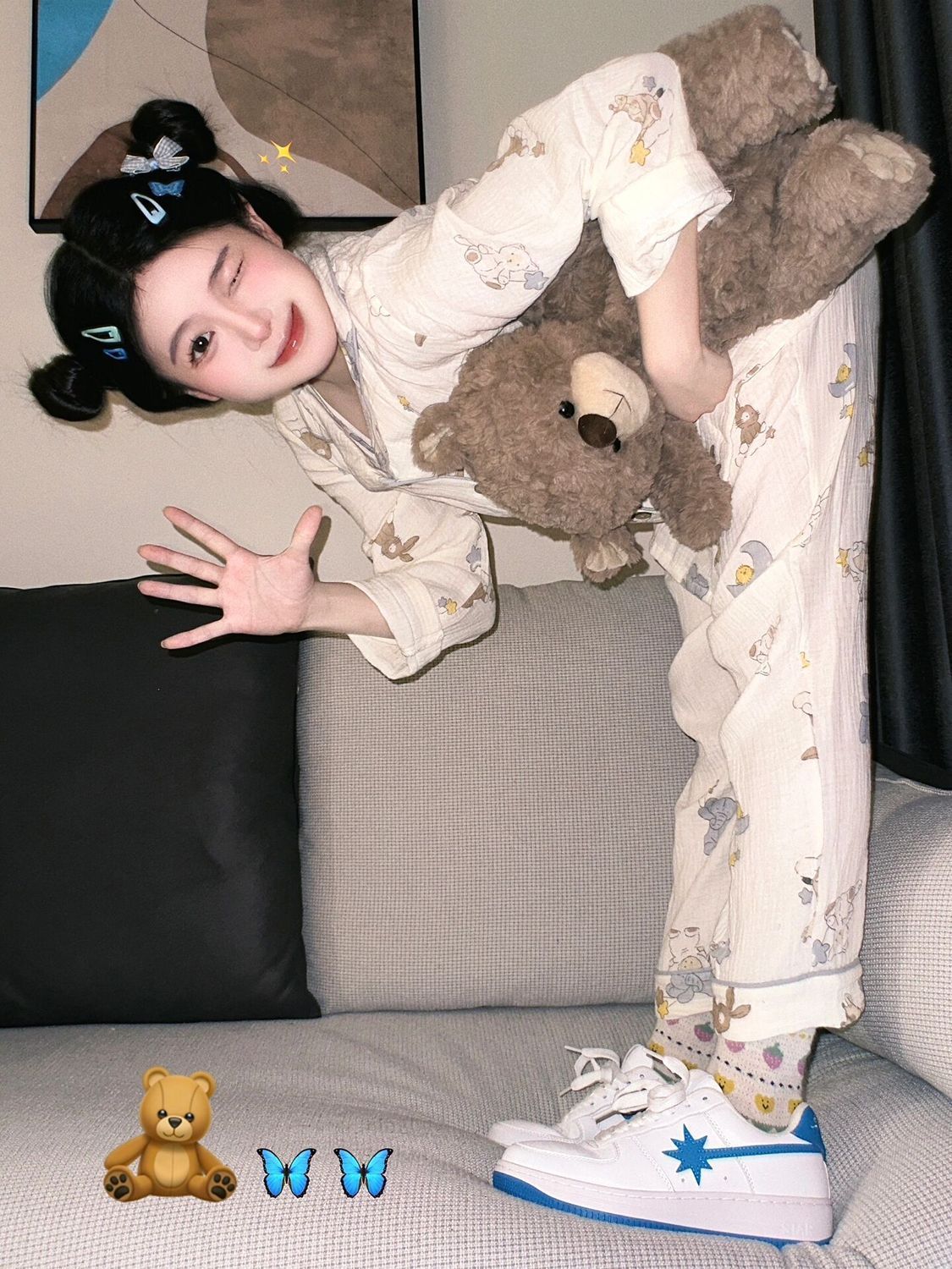 日系卡通兔子睡衣女春秋季新款網紅風長袖長褲學生外穿家居服套裝
