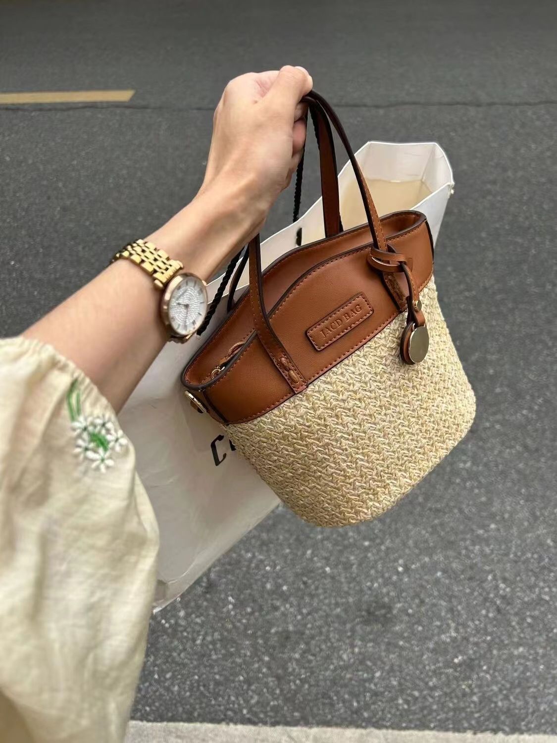 Niche original design woven bag, straw bag, holiday ins style bag, women's rattan bag, handbag, crossbody bag
