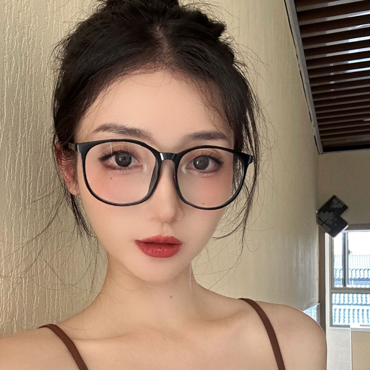 方圓臉眼鏡框大臉近視可配度數眼鏡女高級感顯臉小無防藍光平光鏡