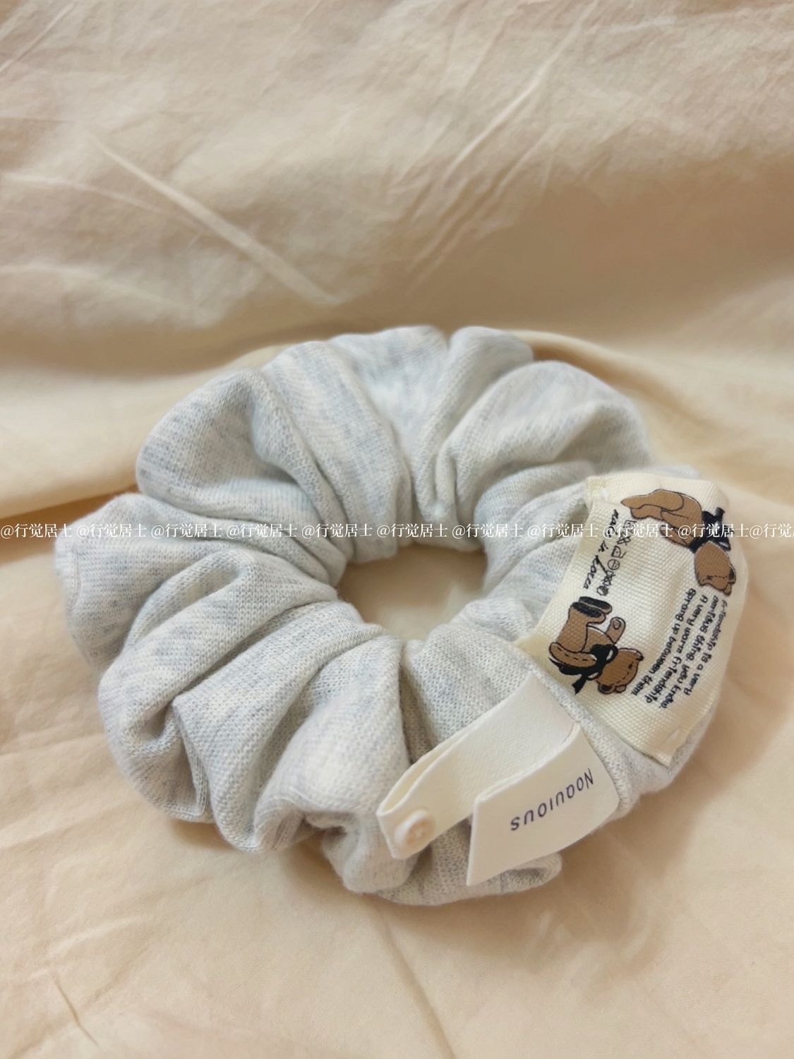 Korean ins style glutinous oatmeal bear hair band simple casual pure cotton large intestine circle hair rope headband versatile