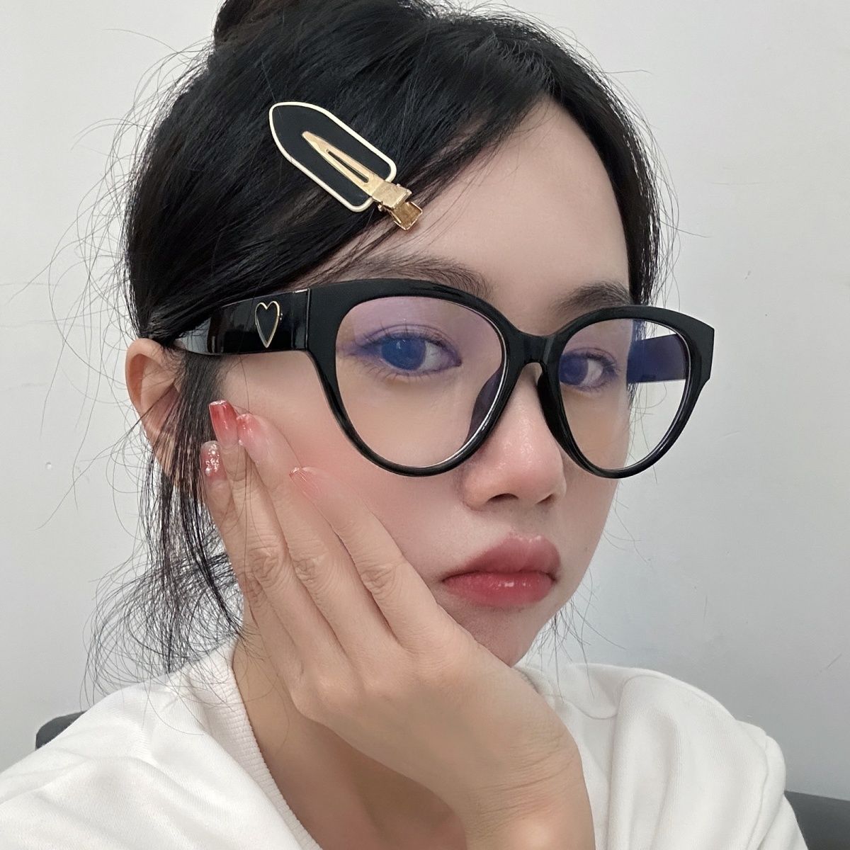 復古大框愛心貓眼黑框眼鏡女近視高級感素顏神器方圓臉貓型鏡框架