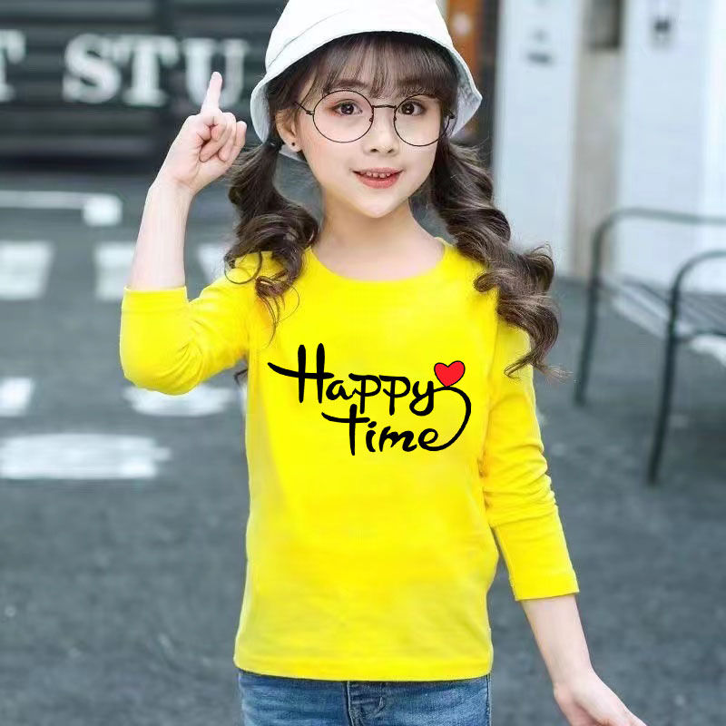 Student version of the new 100% cotton inner clothing children's T-shirt long-sleeved spring and autumn style children's clothing girls' bottoming shirt