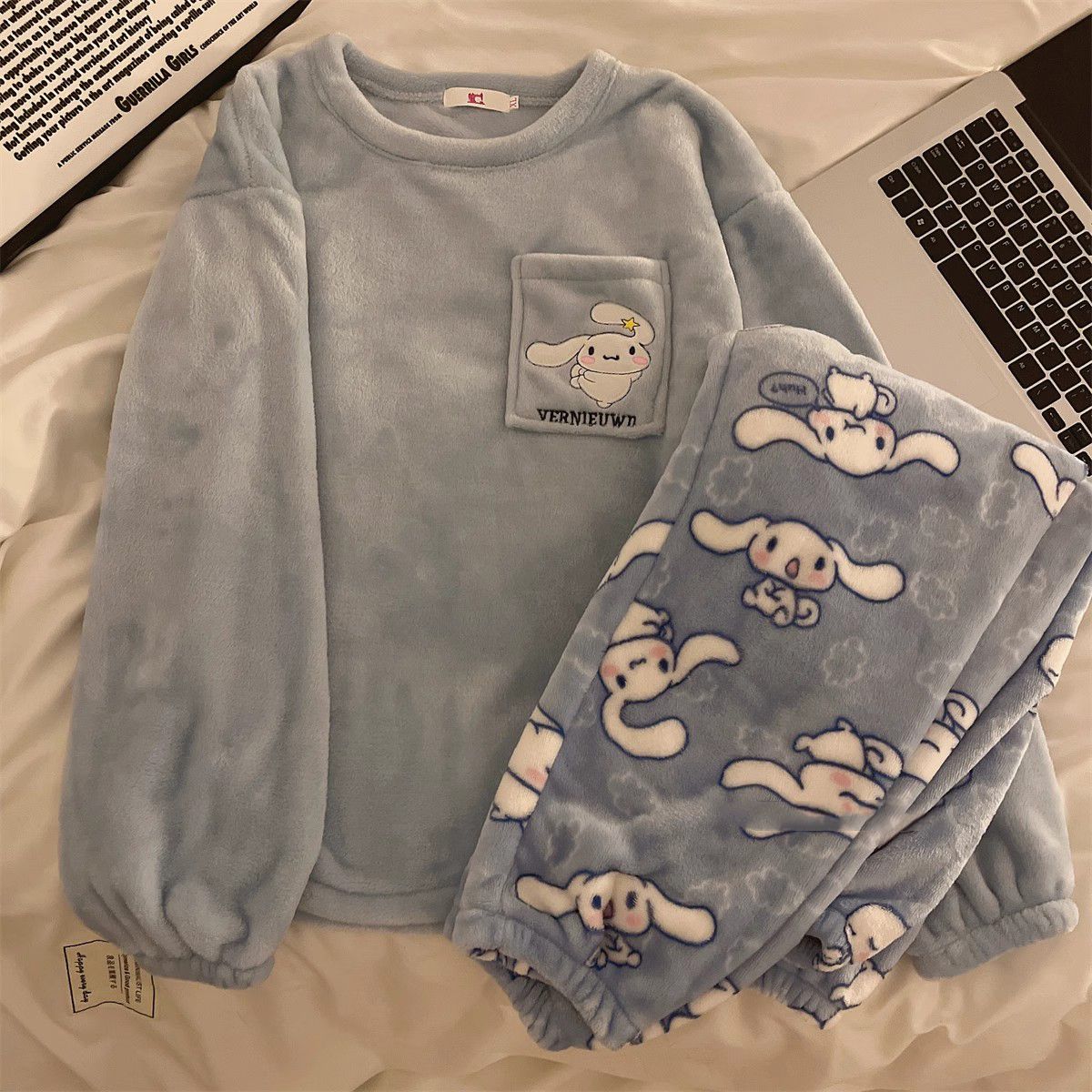 睡衣女冬季加絨加厚珊瑚絨ins風新款春秋法蘭絨保暖家居服套裝
