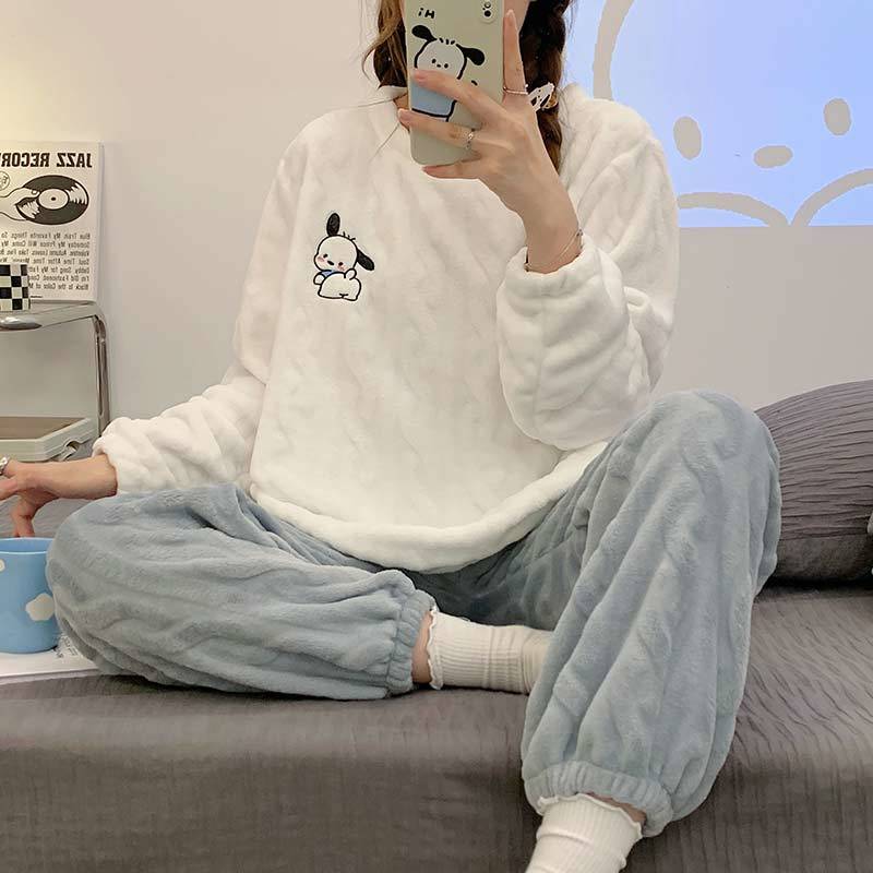 冬季睡衣女加絨加厚珊瑚絨秋冬可愛法蘭絨2023年新款家居服套裝
