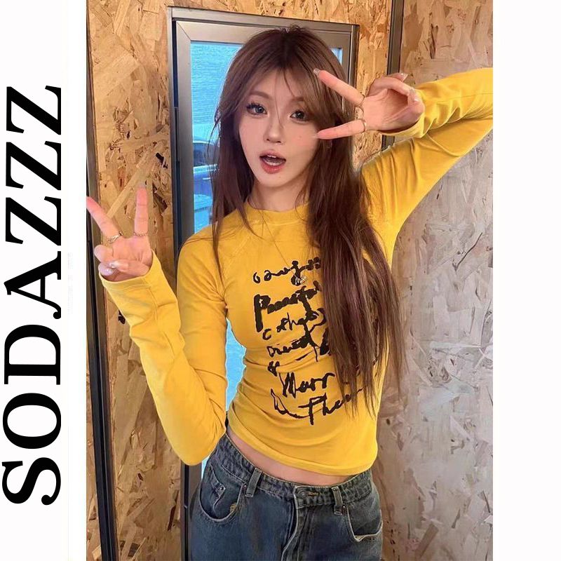 純棉復古插肩長袖t恤女早秋多巴胺內搭外穿打底衫修身y2k辣妹上衣