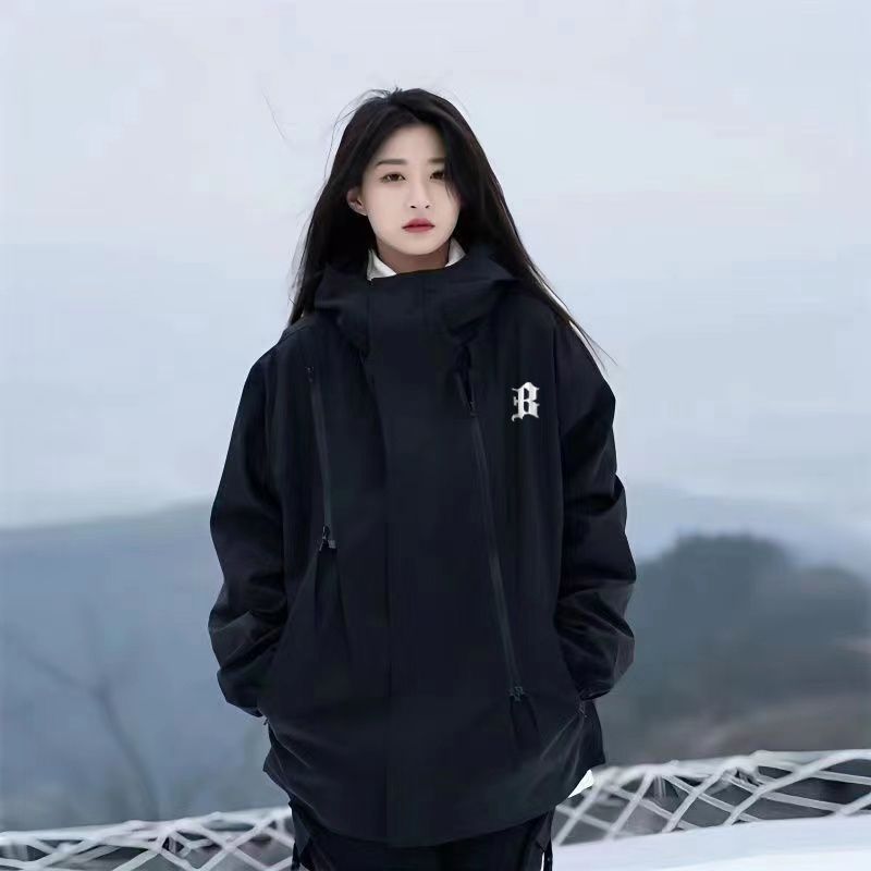 ins高級感休閒棒球服寬鬆工裝夾克美式機能連帽衝鋒衣外套女春秋
