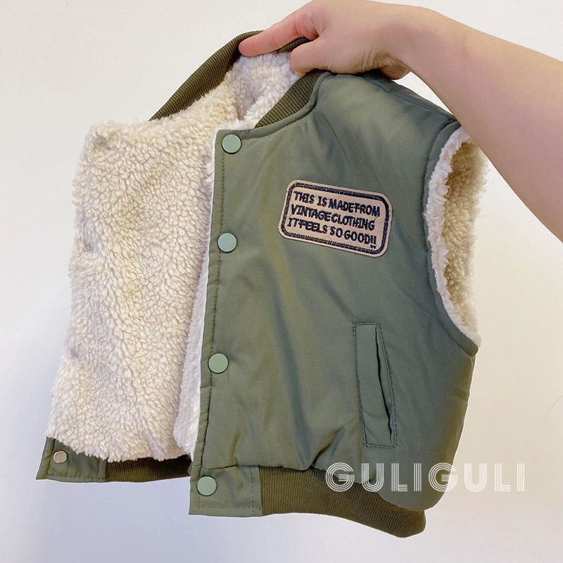 Children's Clothing Children's Vests 2023 Autumn and Winter New Style Lamb Wool Vests for Boys and Girls Baby Autumn and Winter Lamb Wool Vests