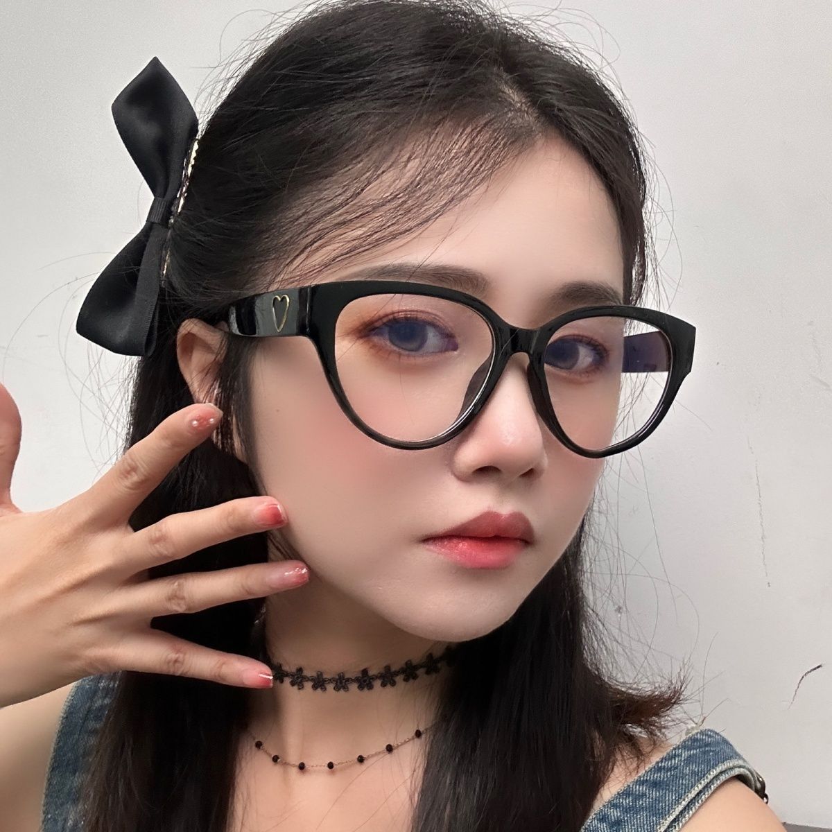 復古黑框貓眼愛心素顏神器鏡框歐美法式辣妹方圓臉顯瘦近視眼鏡女