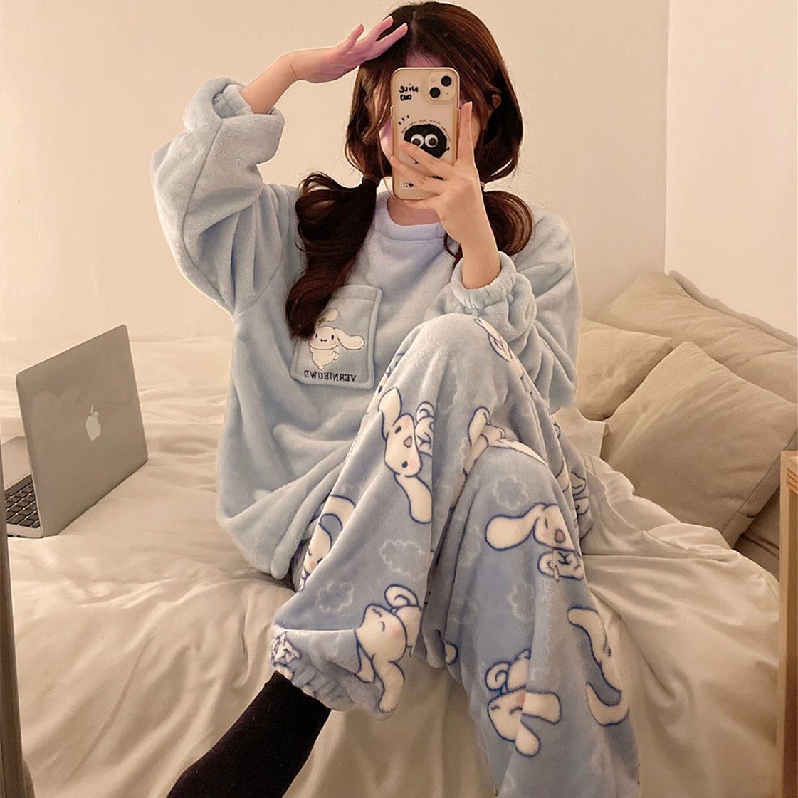 秋冬季珊瑚絨睡衣女2023年新款加絨加厚保暖冬天法蘭絨家居服套裝