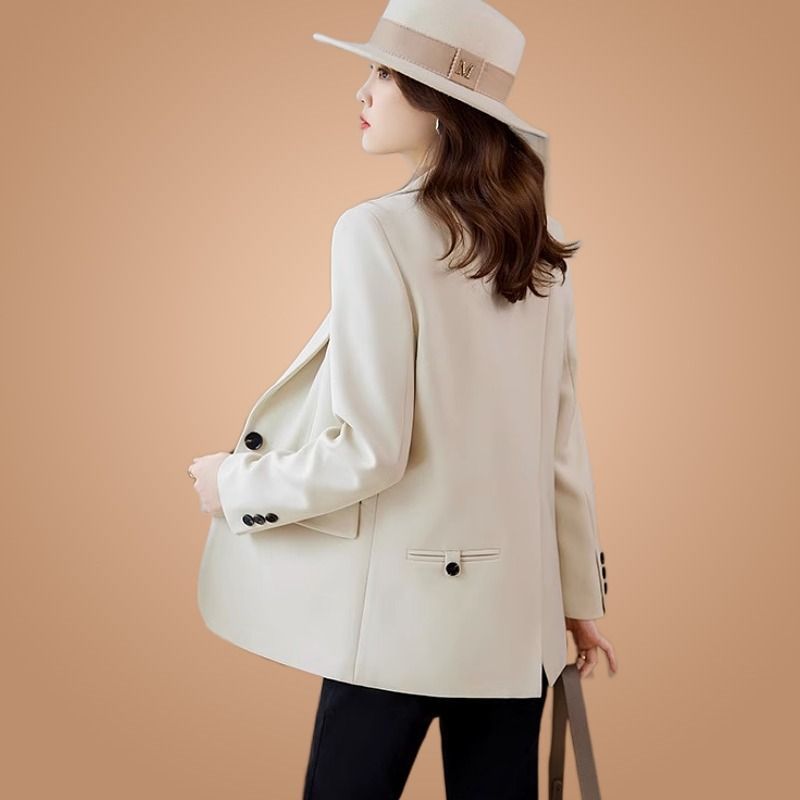 Apricot suit jacket women's spring and autumn 2023 new self-cultivation temperament jacket casual high-end fried street small suit