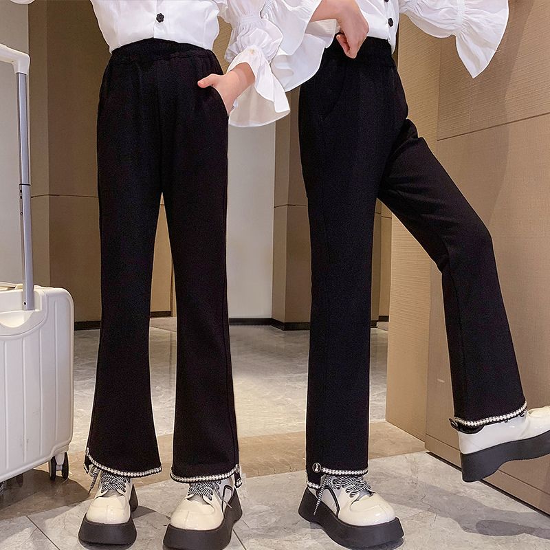 女童褲子洋氣休閒褲2023新款中大童女孩小香風時尚百搭顯瘦春秋款